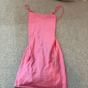Beginning Boutique Coral Satin Dress